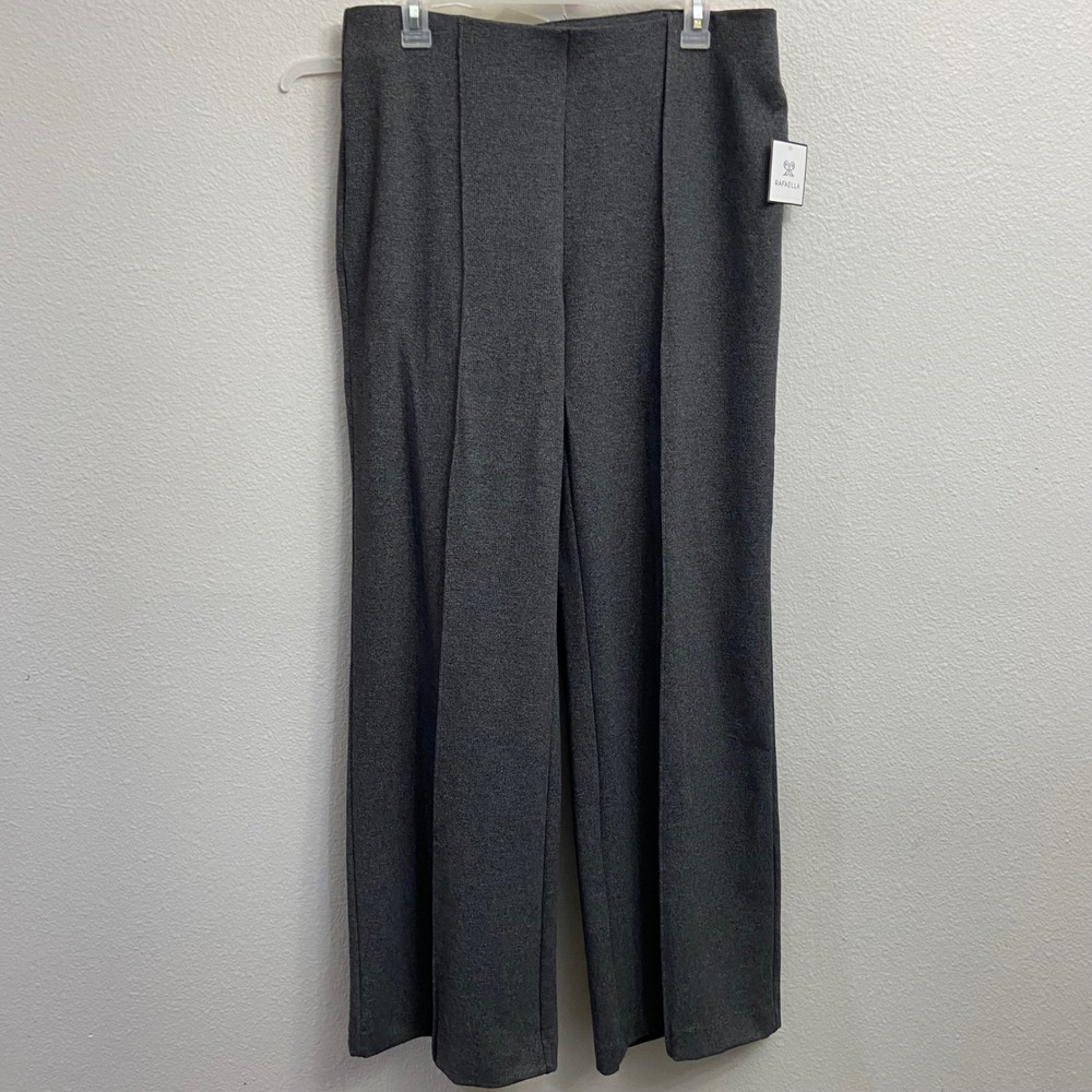 Rafaella Womens 12 Gray Wide Leg Pull On Pants NEW Graphite Tweed Stretch Office
